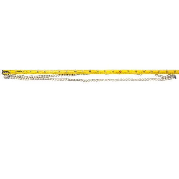 Vintage Marvella Double Strand Faux Pearl Necklace Fancy Flower Rhinestone Clasp - Picture 8 of 9